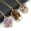 Chains Natural Stone Crystal Quartz Citrines Tourmalines Green Aventurines Necklace Pendants Women Jewelry Accessories Gift Length 40cm