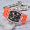 Herrklocka Lyx Designer Sportklockor Mode Transparent fodral 44mm Chronograph Armbandsur Silikonrem Quartz Herrklocka