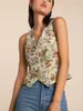 Women s Vest Flower Printed Vest Jacket Ladies Single Breasted V Neck Casual Sleeveless Coat Top Autumn All Match 230225