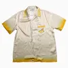 23SS Nieuwe Casablanca Silk Casual Shirt Men en Women Aviation Window Thema Druk los en veelzijdig shirt met korte mouwen