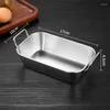 Schüsseln Edelstahl Quadratische Platte Kreative Snack Pommes Dessert Koreanischen Stil Vintage Hause Geschirr Mit Griff