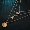 Подвесные ожерелья летние пляж Многослойное ожерелье цепи для женщин