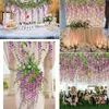 Kwiaty dekoracyjne 12pcs sztuczny jedwabny jedwabny Fake Flower Garland Vine Wisteria Liść wisząca przyjęcie urodzinowe