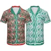 Casablanc-s 22ss markowe koszule Masao San drukuj męska koszula na co dzień damska luźna jedwabna koszula z krótkim rękawem luksusowy t-shirt wysokiej jakości koszulki rozmiar M-3XL zielonkawo-brązowy