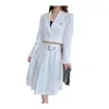 フォーマルブレザーレディース 2 ピースドレススカートスーツオフィスレディースワークウェア長袖ジャケットセット OL スタイルプリーツドレス女性黒と白の品質の服