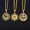 Hänghalsband kvinnors guldpläterade halsband ihåliga runda muslimska symbol charm kedjekedja smycken jubileumsgåva
