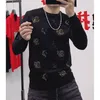 Men's Sweaters Pullover Rhinestone Horse Design Male Knitted Tops Clothing New Fashion Popular Man Wear Homme Versatile Apparel