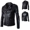 Men's Leather Faux Leather Fashion PU Leather Jacket Men Buckle Zip Lapel Collar British Black White Punk Rock Outwear Coats 230225