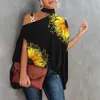 Sommer Frauenkleidung gedruckt sexy Blusen diagonaler Kragen lose Oberseite