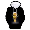 Sweat à capuche homme sweat à capuche réaliste graphique 3D avec poche pull capuche sweat à manches longues hiver velours épaississement manteau