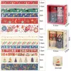 Confezione regalo 6 rotoli Nastri Washi natalizi Set 3M Materiali decorativi per scrapbooking fai-da-te Nastro adesivo in scatola Adesivi larghi 40 mm Vintage