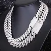 Designer Jewelry Hotsale Custom 925 solid heavy Silver 3Rows 15mm 20mm Wide with GRA Moissnaite diamond Hiphop Rapper necklace cuban link chain