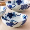 Tigelas de 4,5 polegadas feitas no Japão Salada Cerâmica Rice -recipiente de macarrão Floral Impresso sob porcelana envidraçada
