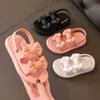 Sandalen 2022 Girls Sandalen Bloemen Solid Summer Beach Toddler Kids Prinsesschoenen Open Toe -niet -slip Zachte zool PVC Kinderen Sandalen Z0225