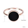 Wedding Rings Vintage Ring For Women Minimalist Rose Gold Color Round Acrylic Stone 316L Stainless Steel Jewlery R17041