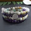 Strand 108 mala 8mm Amethyst Amazonite Rose Quartz Minchado Elastic Cord Wrap Bracelet Yoga Jóias e mulheres charme