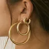 Boucles d'oreilles créoles classique en acier inoxydable pour femmes à la mode couleur or petit/grand cercle boucle d'oreille accessoires de bijoux de mode