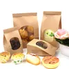 Cadeau cadeau 50pcs sacs de boulangerie avec fenêtre transparente scellant le sac en papier kraft résistant à la graisse pour les accessoires de cuisine de café de biscuit alimentaire cadeau cadeau cadeau