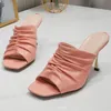 Damen Sommer Luxus Mule Sandale Slide Slipper Mode Schuhe Elegant High Stiletto Heel Open Toe Echtes Leder