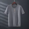 2023 Nieuwe stijl Hoge kwaliteit voor mannen Korte mouw gebreide T-shirts/mannelijke slanke fit O-neck Letter Afdrukken Gebreide T-shirtgrootte L-6XL
