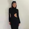 Casual Dresses Elegant Sexy Backless Dress Women Club Hollow Out 2023 Autumn Winter Gown Long Sleeve Bodycon Maxi Party Outfits