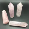 Estatuetas decorativas 1pcs amo pedra rosa natural rosa quartzo cristal gemstone point meditação cura chakra wand como presente de retorno de casamento