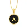 Pendant Necklaces In Fashion Gloss Round Acrylic Letter Chain Stainless Steel Custom Gold Color 26 A-Z Charm