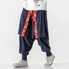 Men's Pants Japanese Fashion Samurai Clothing Men's Yukata Plus Size Traditional Kimono Pants Fall Winter Casual Harajuku Casual Streetwear Z0225