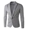 Herenpakken blazers heren massieve kleur lange mouw revers een knop zak blazer slanke pak jas fit