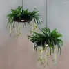 Pendantlampor Restaurang Creative Lamp Pub Retro Nostalgic Black Personalized Special Dining Bar Green Plant Chandelier