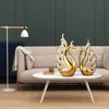 Figurines décoratives Objects European Resin Gold Swan Couple Decoration Home Livingroom Table Crafts El Office Office Bureau d'empilement