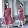 Casual Dresses 2023 Spring And Summer Women's Elegant Retro Chiffon Print Dress Slim Thin Floral Cute Long Sleeve Party