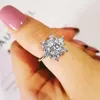 Anéis de casamento 2023 Snowflake Rose Gold Silver Color Fashion Anel Promessa para Garotas Varro -Infantil Jóias por atacado R5040