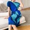 Robes de soirée Miyake plissé été français haut de gamme jupe longue tempérament Design sens Niche dégradé couleur robe trapèze