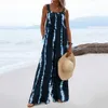 Summer Printed Sleeveless Loose Casual Sling Jumpsuit Wide Leg Pants For Women