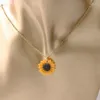 Pendant Necklaces Sunflower Necklace Gold Color Chain 1.5cm 1.8cm 2.5cm Resin Flower Collar For Women Girl Jewelry Gift