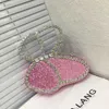 Pochette da sera da donna Borse da donna Nuova borsa da cena a farfalla lucida con borsa a mano con diamanti Borsa a tracolla con strass e rossetto