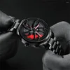 Wristwatches 2023 Original 3D Real Wheel Watches Waterproof Rotate Rim Watch Spinning Men's Sports For Men Clock