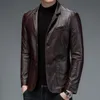 Herren Leder Kunstleder Anzug Mantel Herren Jacken Revers Business Lederjacken Männer Pu Blazer Koreanischer Stil Schlank Mode Ledermantel Streetwear 230225