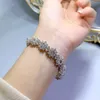 Flower Moissanite Diamond Bangle Armband 100% Real 925 Sterling Silver Wedding Armband For Women Bridal Engagement Smycken