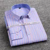 Men's Casual Shirts High Quality Mens Cotton Oxford Striped Single Patch Pocket Long Sleeve Regular-fit Comfortable Casual Button-collar Shirt 230225