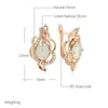 Charm Kinel New Emerald Oval Cut Zircon Earrings 585 Rose Gold Color Clip Earring Inlay Natural Zircon Crystal Flower Party Jewelry G230225