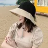 Bonnets Bonnet/Crâne Caps 2023 Tendance Mode Été Soleil Respirant Air Chapeaux Femmes Plage Cap Arc Noeud Extérieur UV Preuve Évider Pliable