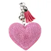 Keychains Faux Leather Velvet Love Heart Pendant Car Key Chain Holder Bag Hanging Ornament