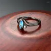 Bröllopsringar Ring Classic Fashion Asymmetric Mosaic Blue Opal Hand smycken Temperament Kvinnlig zirkon