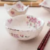 Bols 4,25 pouces Japon Zakka Style Céramique Salade Petit-déjeuner Fruits Créatif Floral Imprimé À La Main En Porcelaine Bol À Soupe Couverts