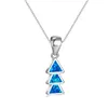 Hänge halsband söta kvinnliga triangel stenhalsband blå eld opal bröllop charm silver färg för kvinnor