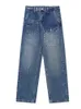 Pantalones vaqueros para hombre Pantalones vaqueros de pierna ancha para hombre Sueltos Retro Azul Japonés Simple Moda informal Suave Bolsillo grande Ropa de moda para hombre Pantalones para hombre Z0225