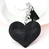 Keychains Faux Leather Velvet Love Heart Pendant Car Key Chain Holder Bag Hanging Ornament