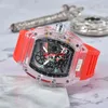 Herrklocka Lyx Designer Sportklockor Mode Transparent fodral 44mm Chronograph Armbandsur Silikonrem Quartz Herrklocka